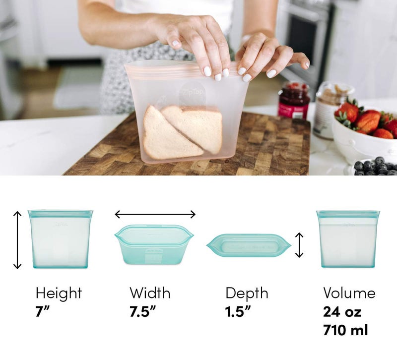 Zip Top Reusable Food Storage Bags | Sandwich Bag [Frost] | Silicone Meal Prep Container | Microwave, Dishwasher and Freezer Safe | Made in the USA - Image 4